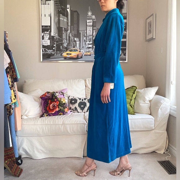 NWT vintage velour maxi zip down self tie dress with Union label - Picture 4 of 5